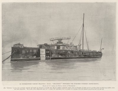 تم تدريب HMS Belleisle على ممارسة الهدف المتقطع ، لمزيد من تجارب المدفعية بواسطة فريد ت. جين