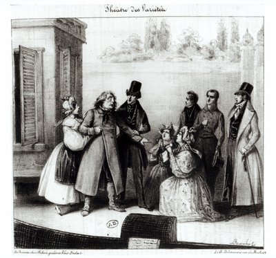 أداء "Le Pere Goriot" بواسطة Honore Balzac (1799-1850) في مسرح des Varietes ، c.1840 بواسطة فريدريك بوشوت