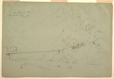 رسم، جسر من الحبال في كولومبيا، أغسطس 1853 بواسطة كنيسة فريدريك إدوين