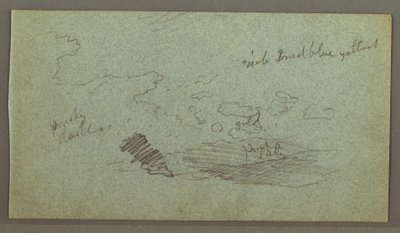 رسم، غيوم فوق مجموعة من التلال، شمس منخفضة، ربما عام 1874 بواسطة كنيسة فريدريك إدوين