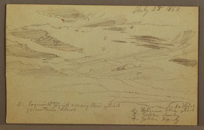 رسم، سماء ملبدة بالغيوم فوق الوادي، يوليو 1863 بواسطة كنيسة فريدريك إدوين