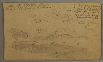 رسم، سماء ملبدة بالغيوم، قمر مكتمل، ربما 1865-1865-66 بواسطة كنيسة فريدريك إدوين