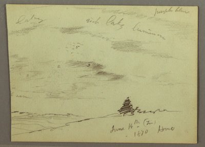 رسم، سماء ملبدة بالغيوم، جانب تل، 1870 بواسطة كنيسة فريدريك إدوين