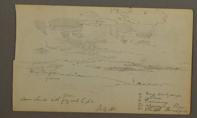 رسم، سماء ملبدة بالغيوم فوق تلال (مين؟)، 1860 بواسطة كنيسة فريدريك إدوين