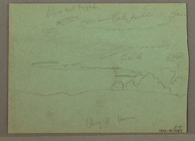 رسم، سماء ملبدة بالغيوم فوق التلال، أغسطس 1871 بواسطة كنيسة فريدريك إدوين