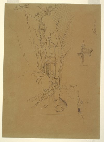 رسم، الخاسنة من السيق، البتراء، أواخر فبراير 1868 بواسطة كنيسة فريدريك إدوين