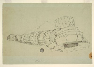رسم، العمود الساقط من معبد زيوس الأولمبي، أثينا، أبريل 1869 بواسطة كنيسة فريدريك إدوين