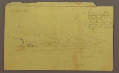 رسم، جزيرة الماعز والشلالات الكندية، ربما عام 1856 بواسطة كنيسة فريدريك إدوين