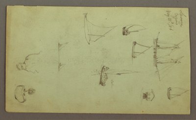 رسم، رأس رجل، رجل يدخن، دراسات المراكب الشراعية، منزل، 27 مايو، 1868 بواسطة كنيسة فريدريك إدوين