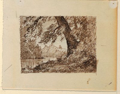 رسم، منظر طبيعي نهري تخيلي، حوالي 1870-1873 بواسطة كنيسة فريدريك إدوين