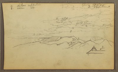 رسم، منظر طبيعي؛ في الخلفية: قارب، رسومات نباتية، 1857 بواسطة كنيسة فريدريك إدوين