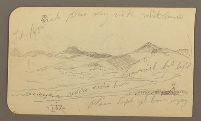 رسم، منظر طبيعي، منازل؛ الوجه الخلفي: قمة شجرة، فبراير 1885 بواسطة كنيسة فريدريك إدوين