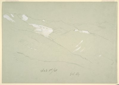 رسم، منظر طبيعي في جبال بيرنيز آبلز، بالقرب من بيل آلب، سويسرا، سبتمبر 1868 بواسطة كنيسة فريدريك إدوين