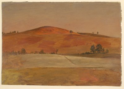 رسم، منظر طبيعي مع تل منخفض وحقول، 1870-80 بواسطة كنيسة فريدريك إدوين