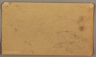 رسم، منظر طبيعي جبلي، جامايكا، جزر الهند الغربية، يوليو 1865 بواسطة كنيسة فريدريك إدوين