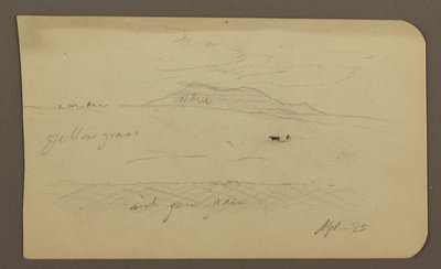 رسم، منظر طبيعي للجبال؛ على الوجه: كنيسة ذات قبة، أبريل 1885 بواسطة كنيسة فريدريك إدوين