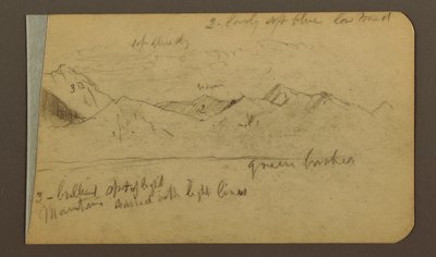 رسم، سلسلة جبال؛ الوجه الخلفي: جبال، سماء ملبدة بالغيوم، 1889 بواسطة كنيسة فريدريك إدوين