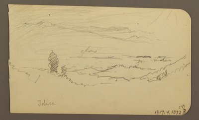 رسم، منظر طبيعي للجبال، تولوكا؛ في الخلفية: جبل، تولوكا، 20 أبريل 1885 بواسطة كنيسة فريدريك إدوين