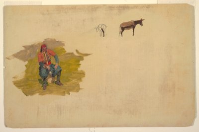 رسم، الشرق الأدنى، رجل؛ حمار، 1868-1869 بواسطة كنيسة فريدريك إدوين