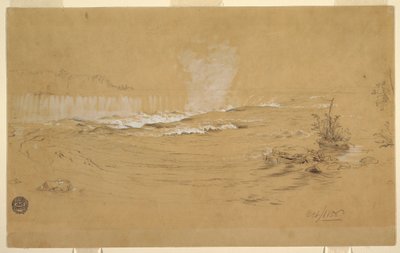 رسم، نياجرا الشلالات الكندية وجزيرة الماعز، أكتوبر 1856 بواسطة كنيسة فريدريك إدوين