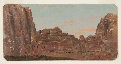 رسم، البتراء، غرف خربة النصارى الصخرية، فبراير 1868 بواسطة كنيسة فريدريك إدوين