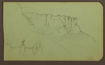 رسم، حائط صخري، عمود؛ الوجه الخلفي: منظر طبيعي جبلي، أشكال، 1883 بواسطة كنيسة فريدريك إدوين