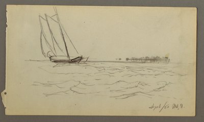 رسم، مركب شراعي يركب الأمواج، 1860 بواسطة كنيسة فريدريك إدوين