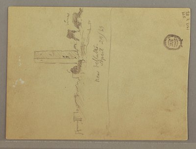 رسم، اسكتشات من إيطاليا: مبنى به برج وجبل وإنسان، 29 أبريل 1869 بواسطة كنيسة فريدريك إدوين