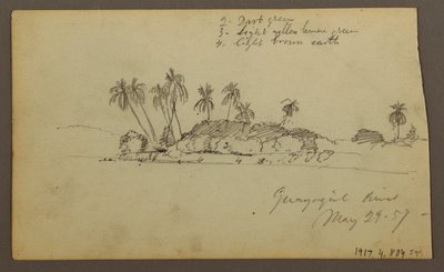 رسم، السماء فوق البحر؛ الوجه: ضفة نهر غواياس بالقرب من غواياكيل، الإكوادور، 29 مايو 1857 بواسطة كنيسة فريدريك إدوين