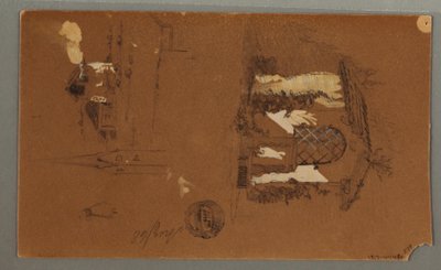 رسم، دراسات عن شاليه، رجل مع غليون، بط، 1868 بواسطة كنيسة فريدريك إدوين