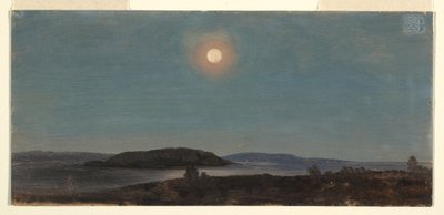 رسم، شروق الشمس أو القمر فوق جزر بوركوبين، بار هاربور، حوالي عام 1860 بواسطة كنيسة فريدريك إدوين