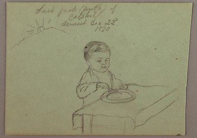 رسم، غروب الشمس، طفل يأكل، 22 ديسمبر، 1870 بواسطة كنيسة فريدريك إدوين