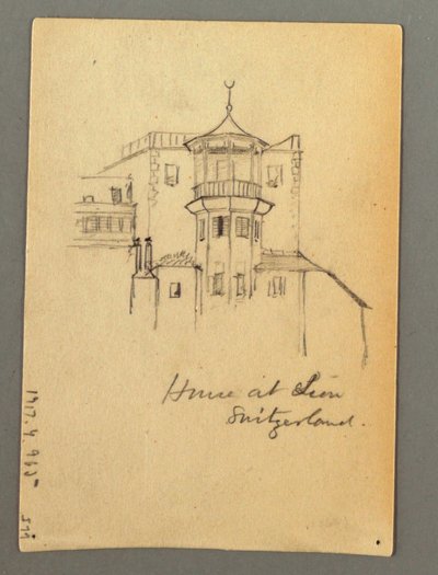 رسم، برج القصر، سيون، ربما عام 1868 بواسطة كنيسة فريدريك إدوين