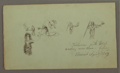 رسم، دراستان لصيادين بالصنارات والمشاعل، أبريل 1868 بواسطة كنيسة فريدريك إدوين