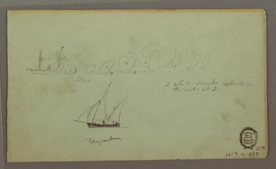 رسم، دراستان لصيادين بالصنارات والمشاعل، أبريل 1868 بواسطة كنيسة فريدريك إدوين