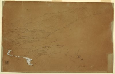 رسم، وادي به مجرى مائي ومنازل، بالقرب من غواراندا، الإكوادور، 4 يونيو 1857 بواسطة كنيسة فريدريك إدوين