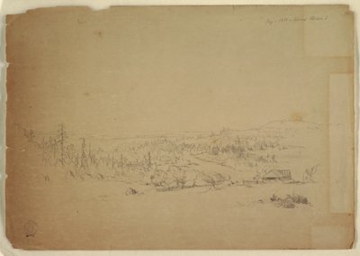 رسم، منظر من جزيرة غراند مانان، كندا، إلى البحر، سبتمبر 1851 بواسطة كنيسة فريدريك إدوين