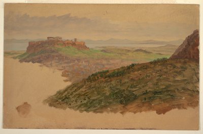 رسم، منظر للأكروبوليس من جبل ليكابيتوس، أثينا، أبريل 1869 بواسطة كنيسة فريدريك إدوين