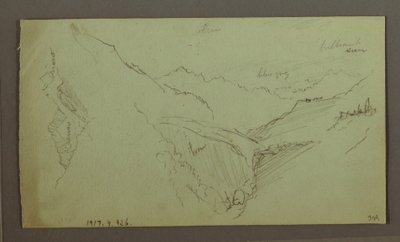 رسم، قرية ووادي جبلي شديد الانحدار (جبال الألب)، 1868-69 بواسطة كنيسة فريدريك إدوين
