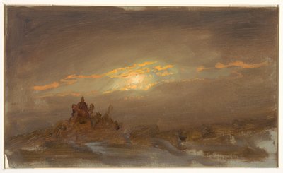 رسم، منظر طبيعي شتوي في ضوء القمر، حوالي عام 1870 بواسطة كنيسة فريدريك إدوين