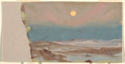 رسم، منظر طبيعي شتوي مع قمر مكتمل، 1870-80 بواسطة كنيسة فريدريك إدوين