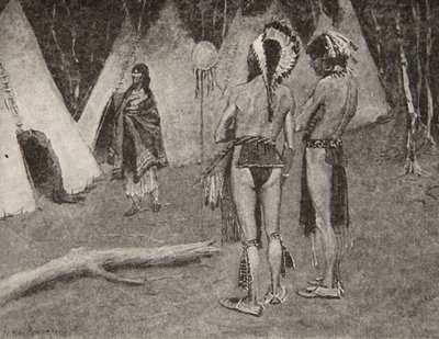 وعشيقاتها ، المرفوضون ، ... رجال وسيمون بالطلاء والريش ، من أغنية Hiawatha بقلم هنري وادزورث لونغفيلو (1807-82) ، حانة. بقلم جورج جي. هاراب أوند كومباني ليمتد ، 1911 بواسطة فريدريك ريمنجتون