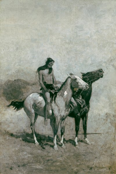 آكل النار يتدلى ضحيته عبر مهره ، ج. 1900. بواسطة فريدريك ريمنجتون