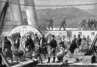 الحرب الشرقية (1875-1878) ، والمعروفة أيضًا باسم الحرب الروسية التركية: على نهر الدانوب ، الهبوط في بازيارك لعائلات يهودية هاربة من روستشوك ودين في مايو 1877 (نقش) بواسطة فريدريك ثيودور (بعد) ليكس