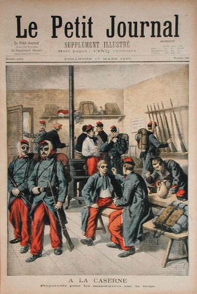 في الثكنات ، التحضير للمناورات في الثلج ، توضيح من لو بيتيت جورنال ، 17 مارس 1895 بواسطة فريدريك ثيودور ليكس