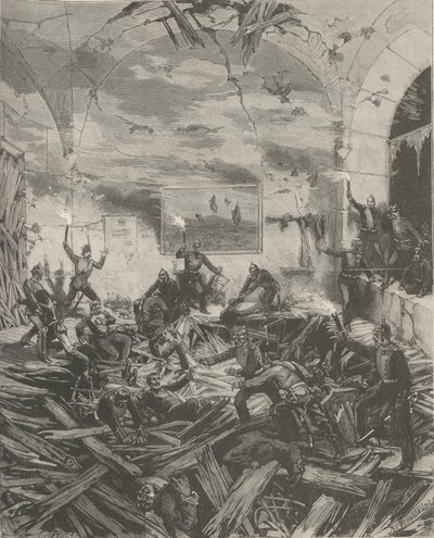 قصر الشتاء بعد الانفجار مساء 17 فبراير 1880. بواسطة فريدريك دي هاينين
