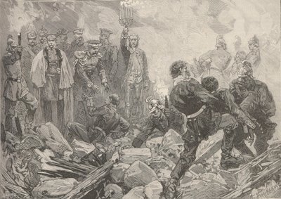قصر الشتاء بعد الانفجار مساء 17 فبراير 1880. بواسطة فريدريك دي هاينين