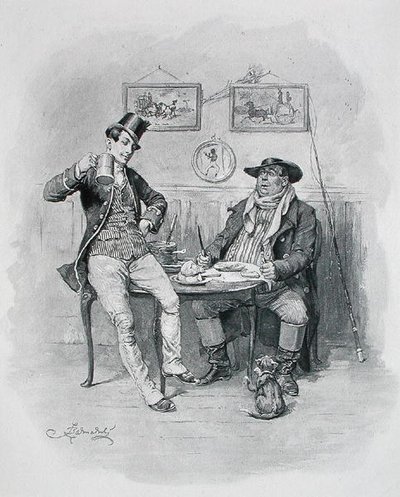 The Two Wellers ، من كتاب "أوراق بيكويك" للكاتب تشارلز ديكنز عام 1837 بواسطة فريدريك (بعد) برنارد