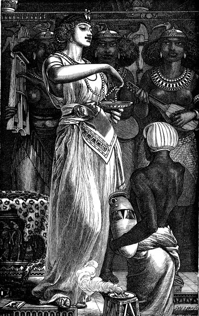 كليوباترا السابعة 69-30 قبل الميلاد ، ملكة مصر ، تذوب اللؤلؤ في النبيذ ، 1866 بواسطة فريدريك أوغسطس سانديز