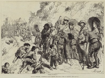 اسكتشات العيد ، السياح في إسبانيا يزورون كهوف جيبسي في غرناطة بواسطة Frederick Barnard